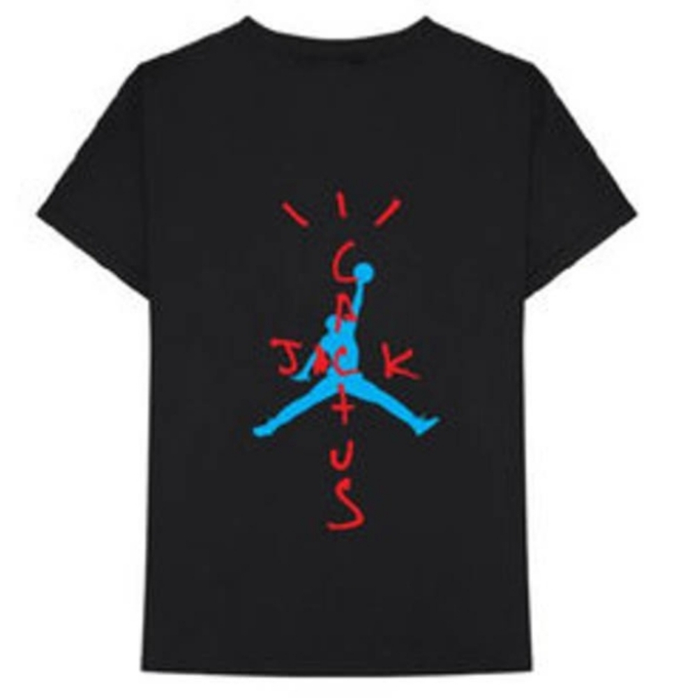 Jordan Black Tee with Blue Cactus Jack Design